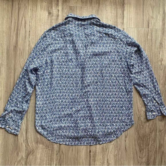 Frank & Eileen blue white flower print button down modal shirt size S - Picture 3 of 10